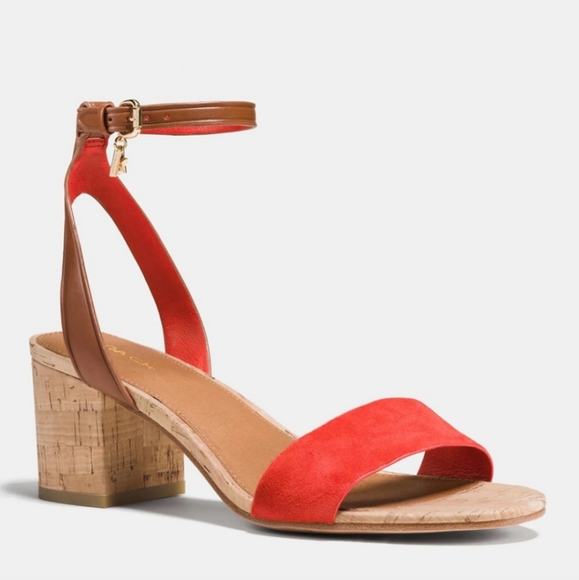 Coach Shoes Coach Red Suede Leather Thompson Sandals Heels Poshmark